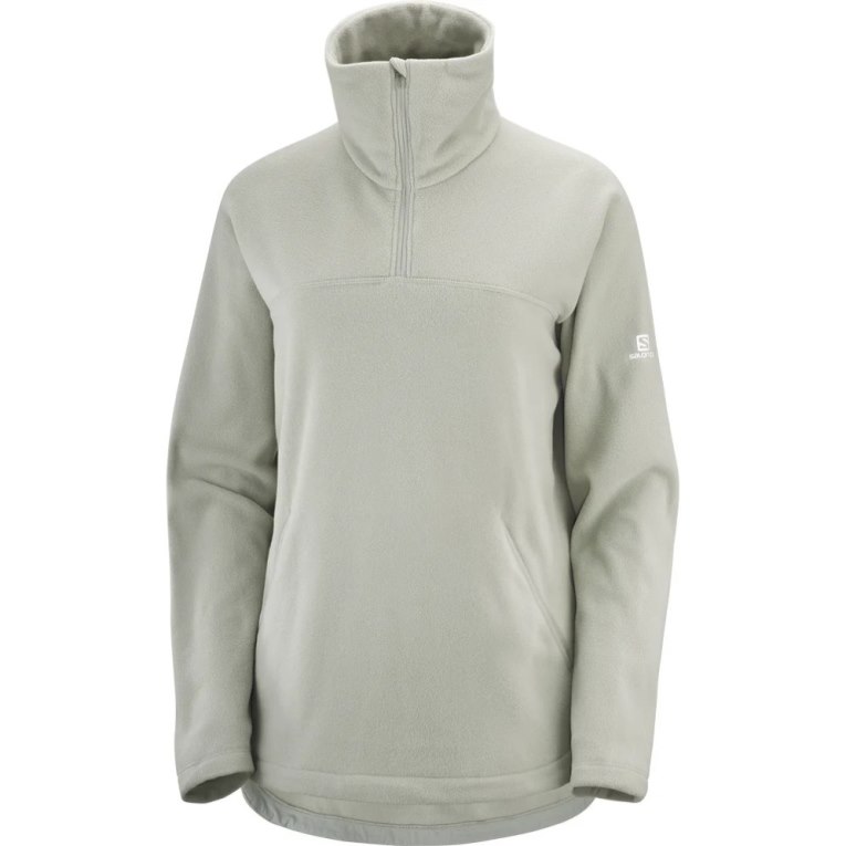 Light Grey Salomon Essential Cosy Fleece Women's Sweatshirt | PH 09816F